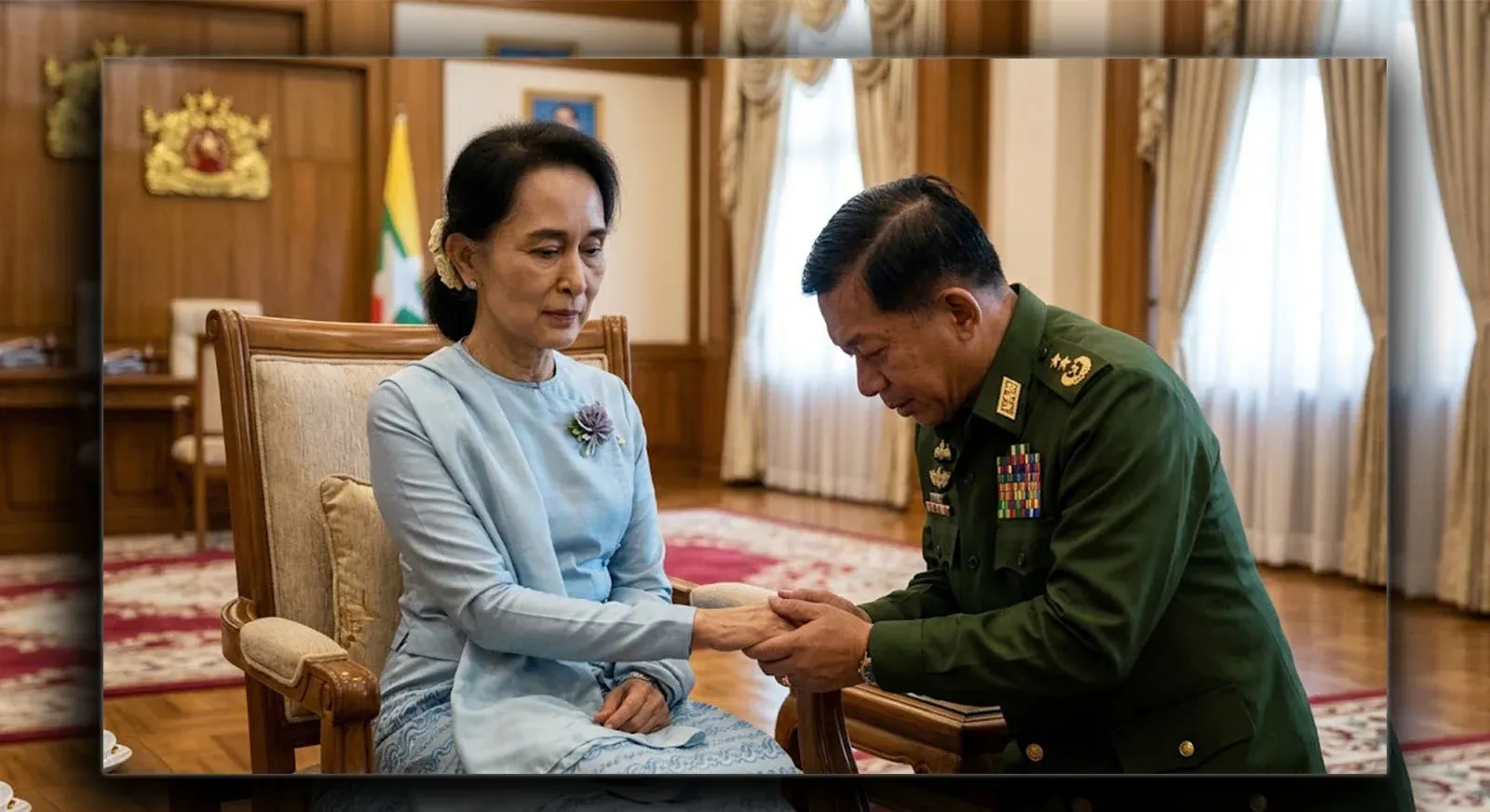 Now, the video footage of Min Aung Hlaing apologizing has emerged
