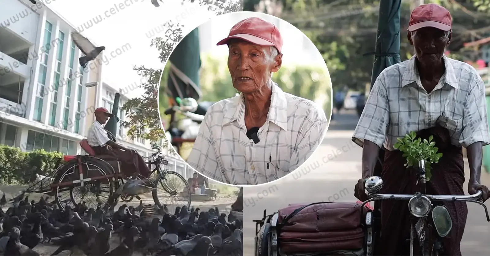 Grandfather U San Aye, a rickshaw puller rode a rickshaw until he was 85 years old 